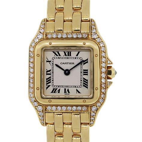 cartier womens gold watch|cartier panthere gold diamond watch.